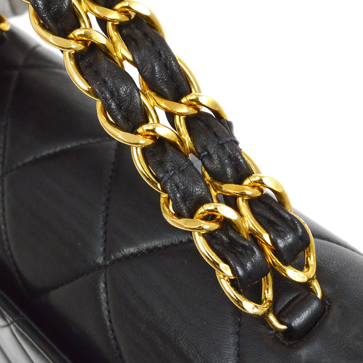 CHANEL 1994-1996 Chain Hand Bag Black Lambskin 20418