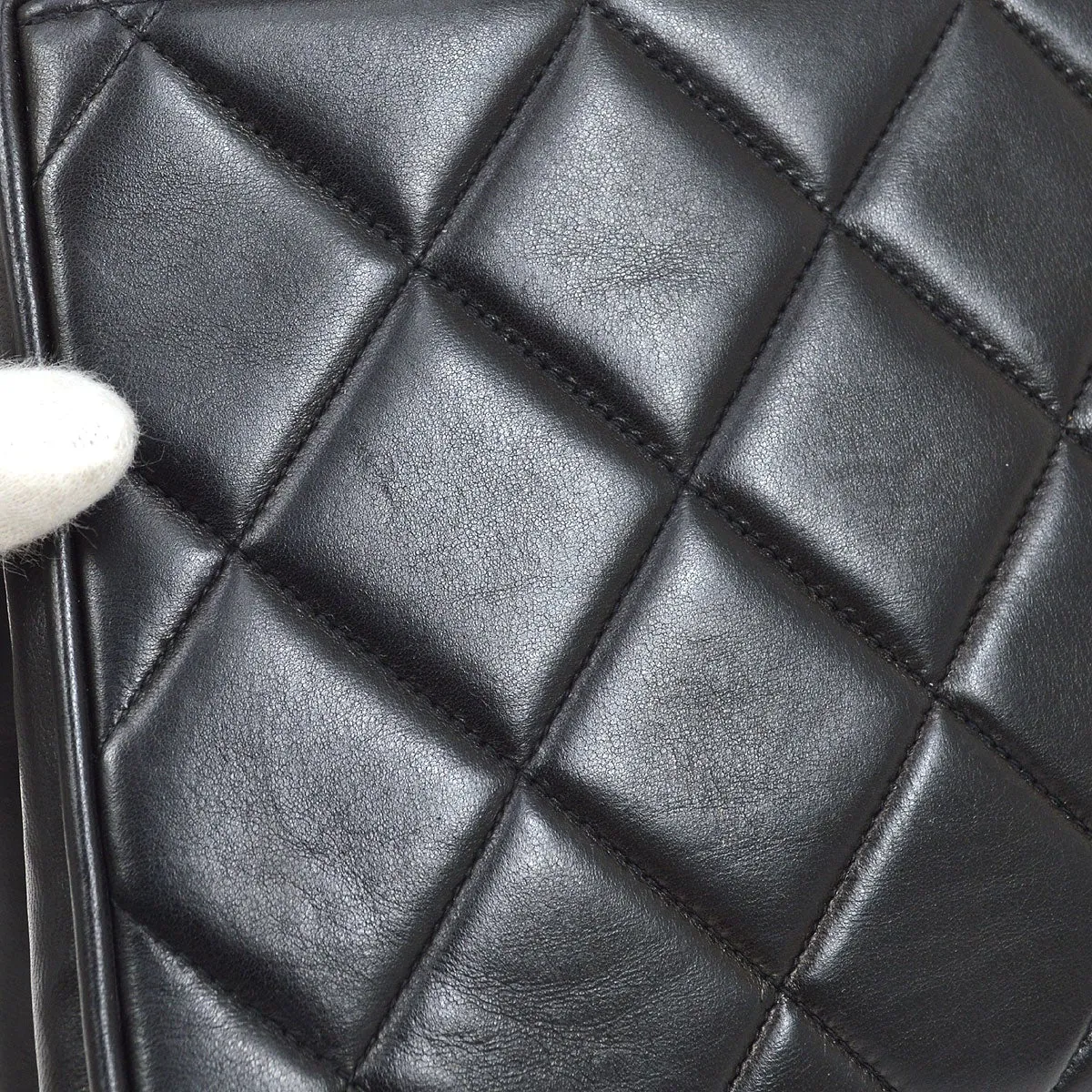 CHANEL 1994-1996 Chain Hand Bag Black Lambskin 20418
