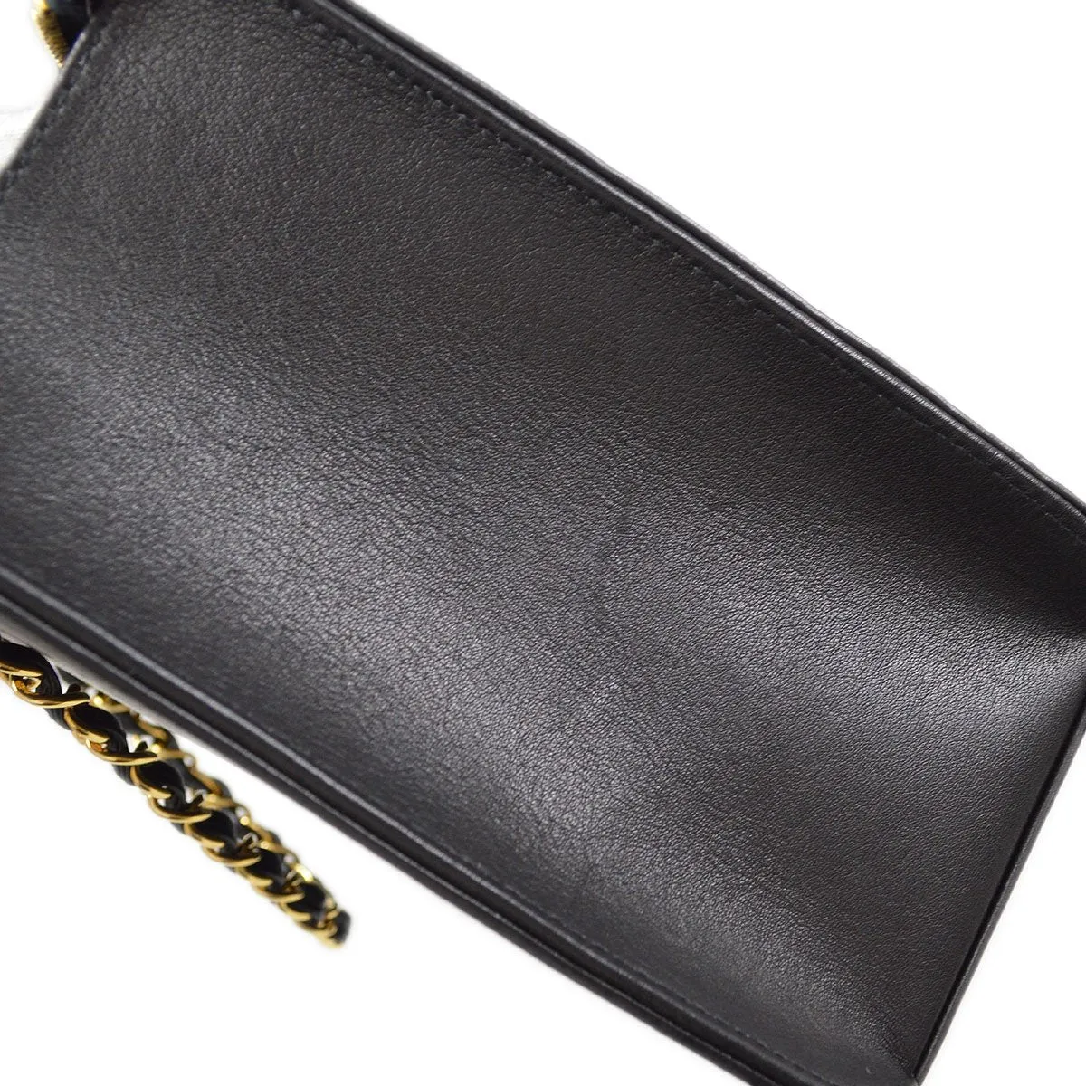 CHANEL 1997-1999 Chain Hand Bag Black Lambskin 83919
