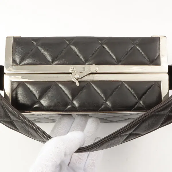 Chanel 1997 Made Logo Plate Box Hand Bag Black
