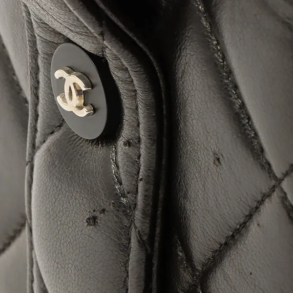 Chanel 1997 Made Logo Plate Box Hand Bag Black