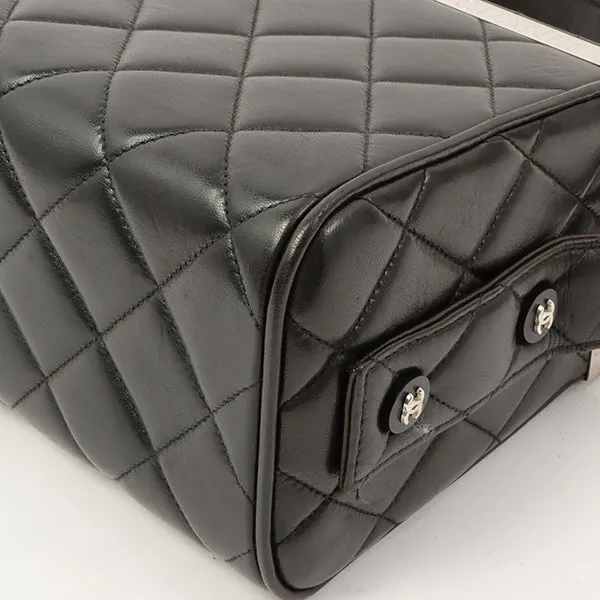 Chanel 1997 Made Logo Plate Box Hand Bag Black