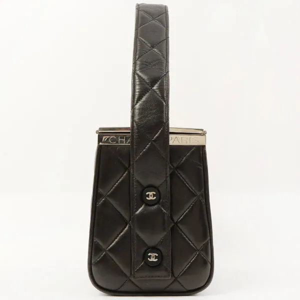 Chanel 1997 Made Logo Plate Box Hand Bag Black