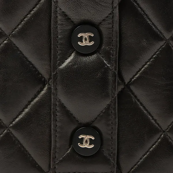 Chanel 1997 Made Logo Plate Box Hand Bag Black