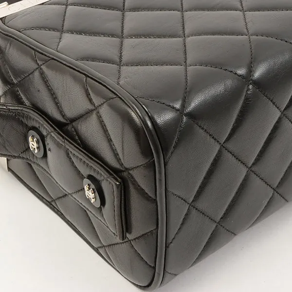 Chanel 1997 Made Logo Plate Box Hand Bag Black