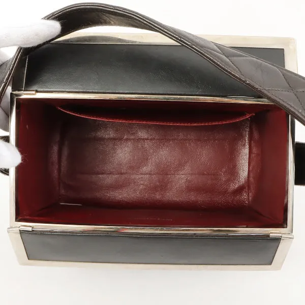 Chanel 1997 Made Logo Plate Box Hand Bag Black