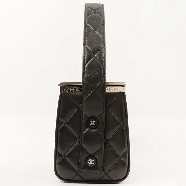 Chanel 1997 Made Logo Plate Box Hand Bag Black