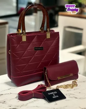 Charles & Keith Cross Body Bag Master Quality 2-in-1 Premium Quality (Maroon)