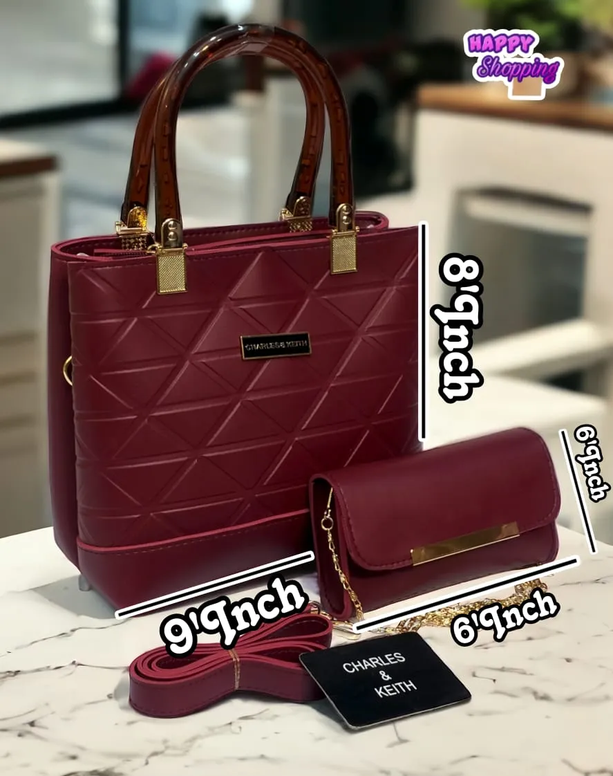 Charles & Keith Cross Body Bag Master Quality 2-in-1 Premium Quality (Maroon)