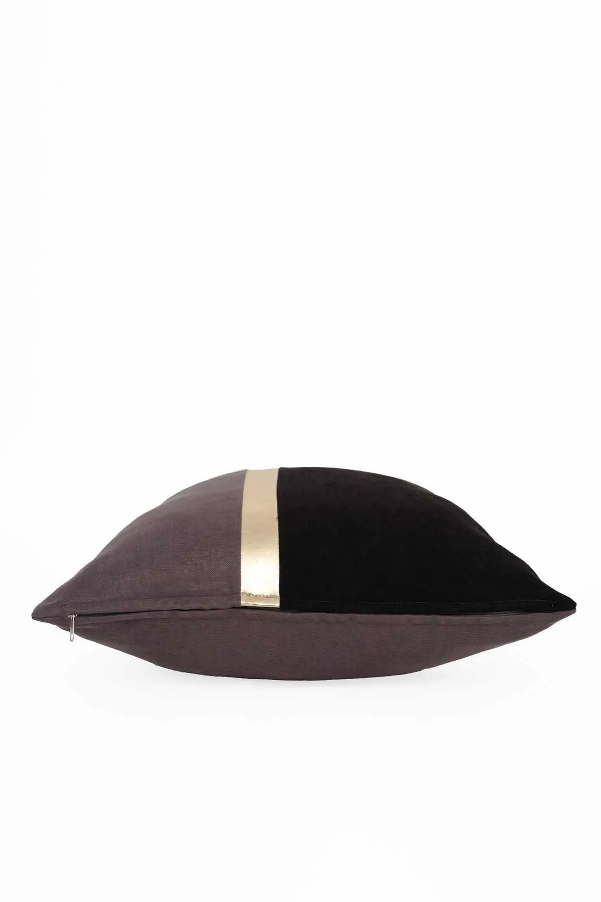 Decorative Pillow Covers Golden Faux Leather Striped Polyester Patchwork Cushion Covers (18 x 18 inch) Modern Velvet Look,K-133
