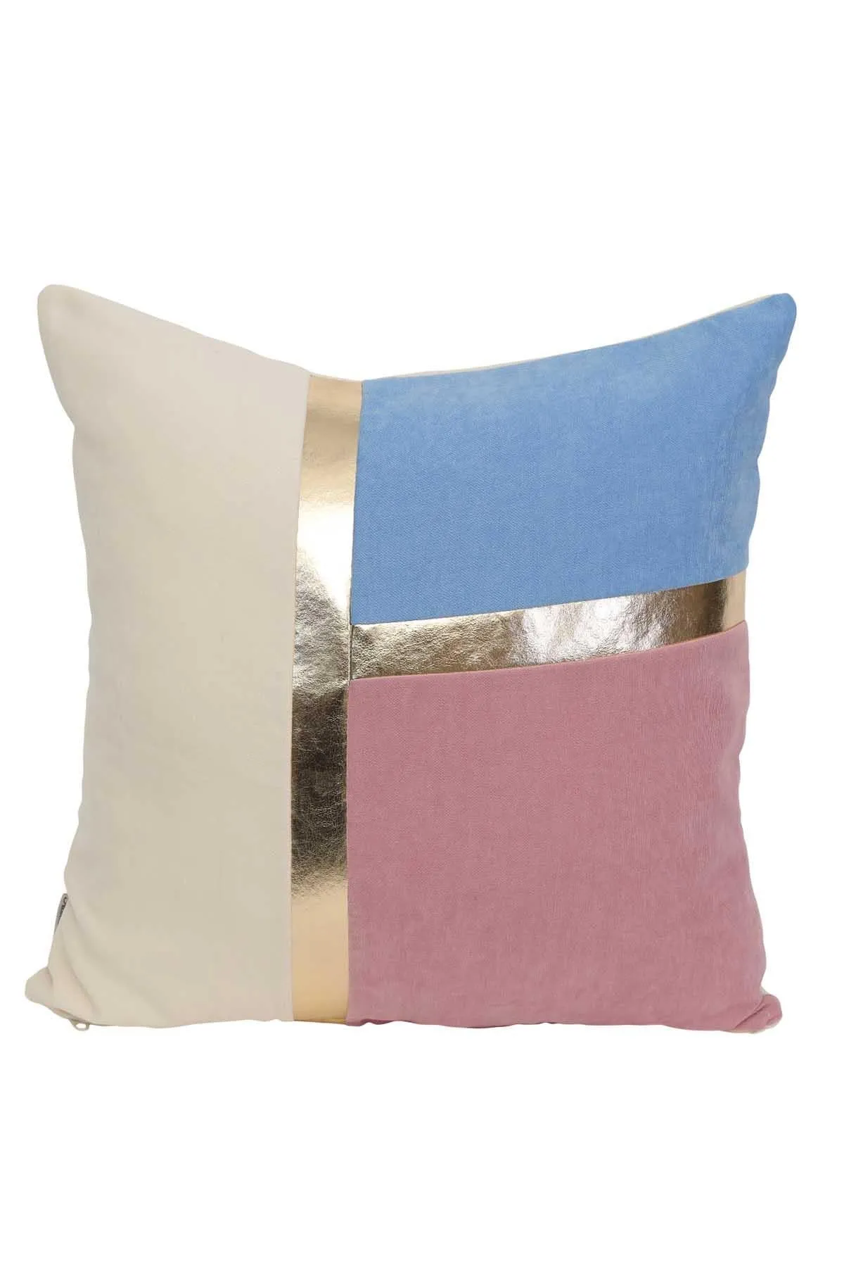 Decorative Pillow Covers Golden Faux Leather Striped Polyester Patchwork Cushion Covers (18 x 18 inch) Modern Velvet Look,K-133