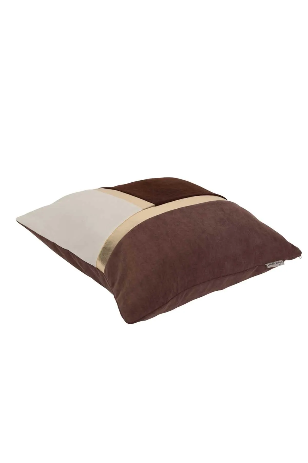 Decorative Pillow Covers Golden Faux Leather Striped Polyester Patchwork Cushion Covers (18 x 18 inch) Modern Velvet Look,K-133
