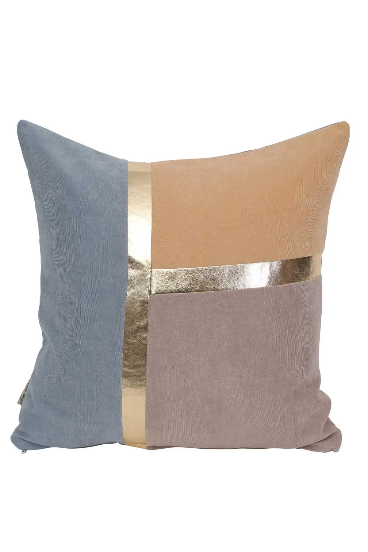Decorative Pillow Covers Golden Faux Leather Striped Polyester Patchwork Cushion Covers (18 x 18 inch) Modern Velvet Look,K-133