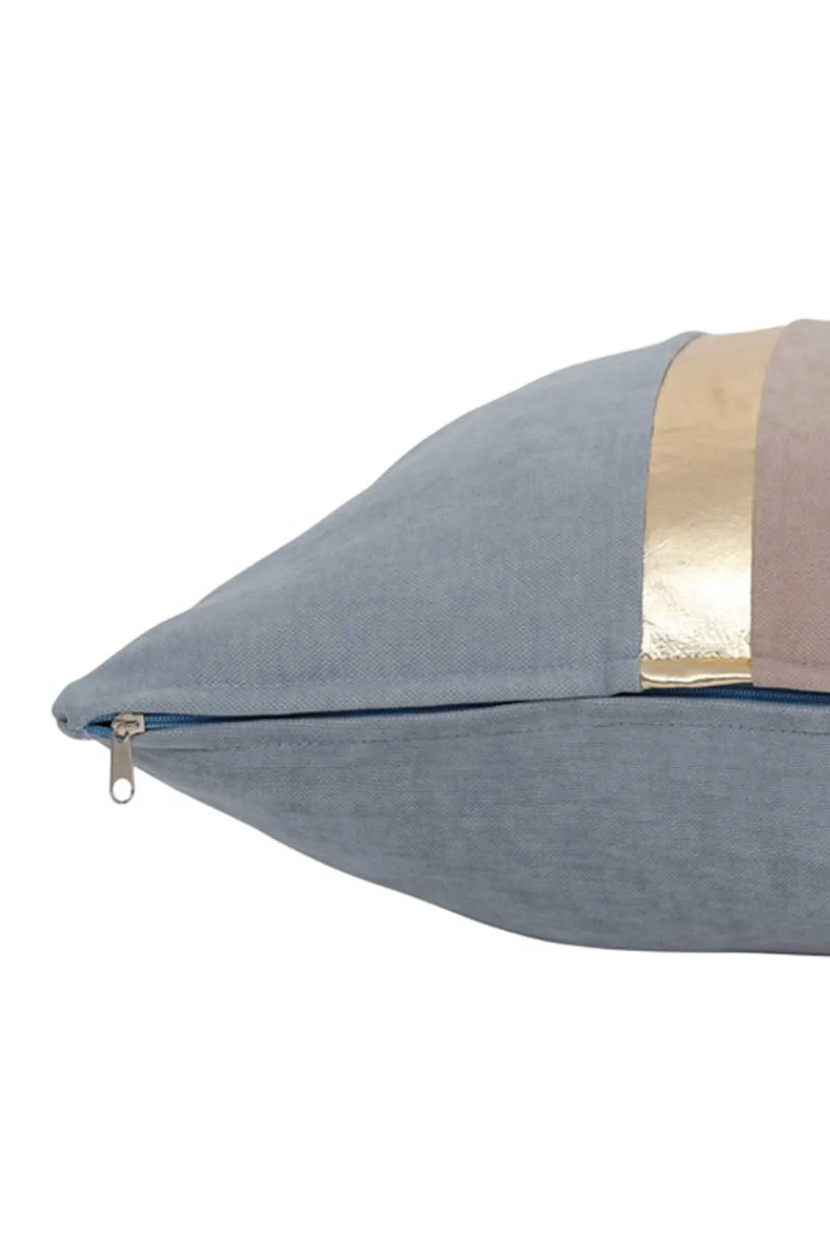 Decorative Pillow Covers Golden Faux Leather Striped Polyester Patchwork Cushion Covers (18 x 18 inch) Modern Velvet Look,K-133