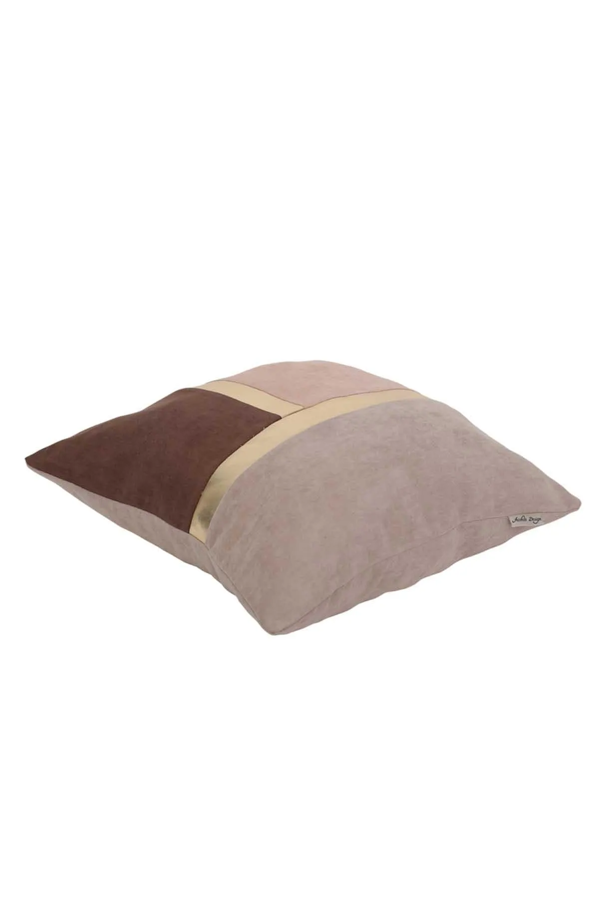 Decorative Pillow Covers Golden Faux Leather Striped Polyester Patchwork Cushion Covers (18 x 18 inch) Modern Velvet Look,K-133