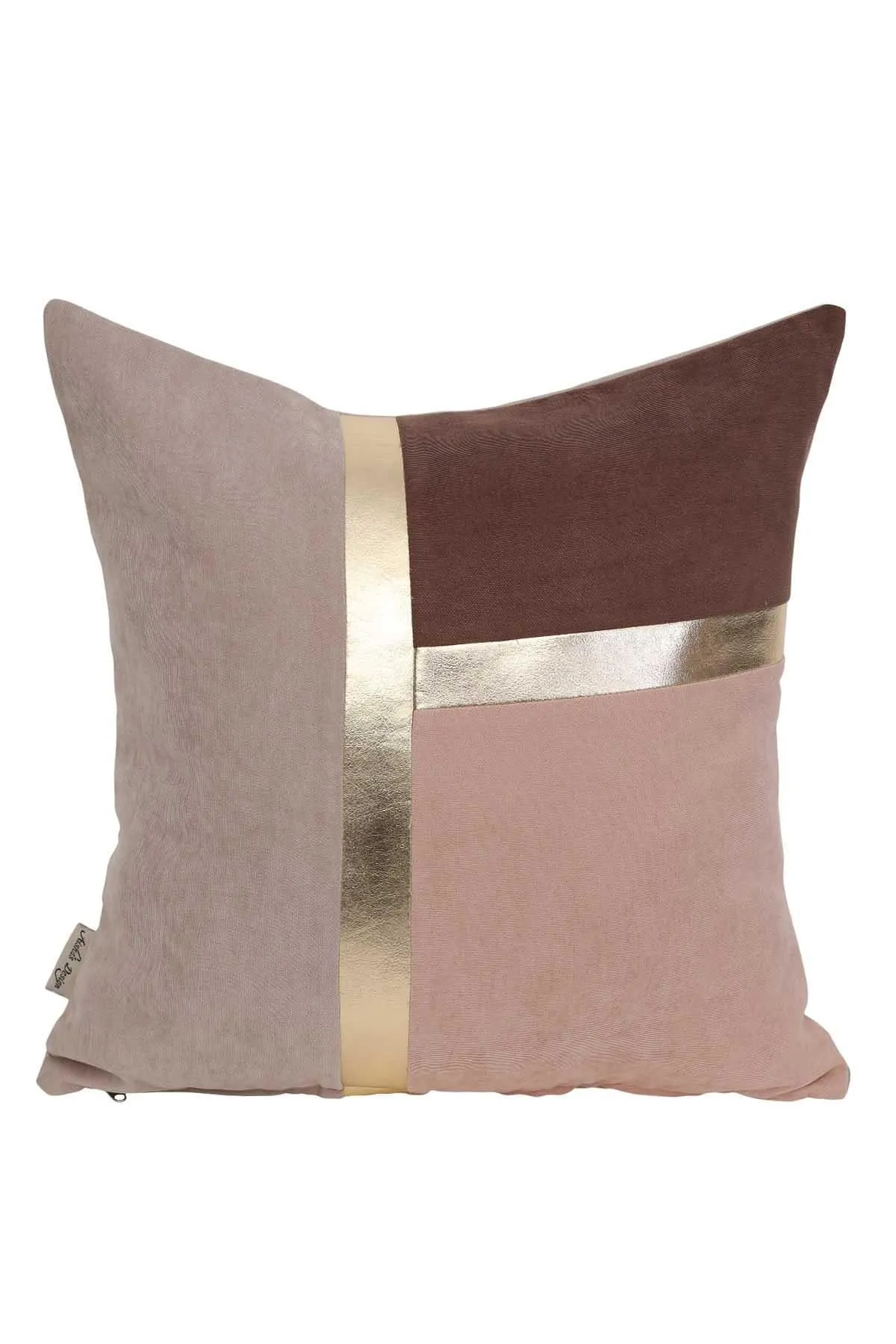 Decorative Pillow Covers Golden Faux Leather Striped Polyester Patchwork Cushion Covers (18 x 18 inch) Modern Velvet Look,K-133