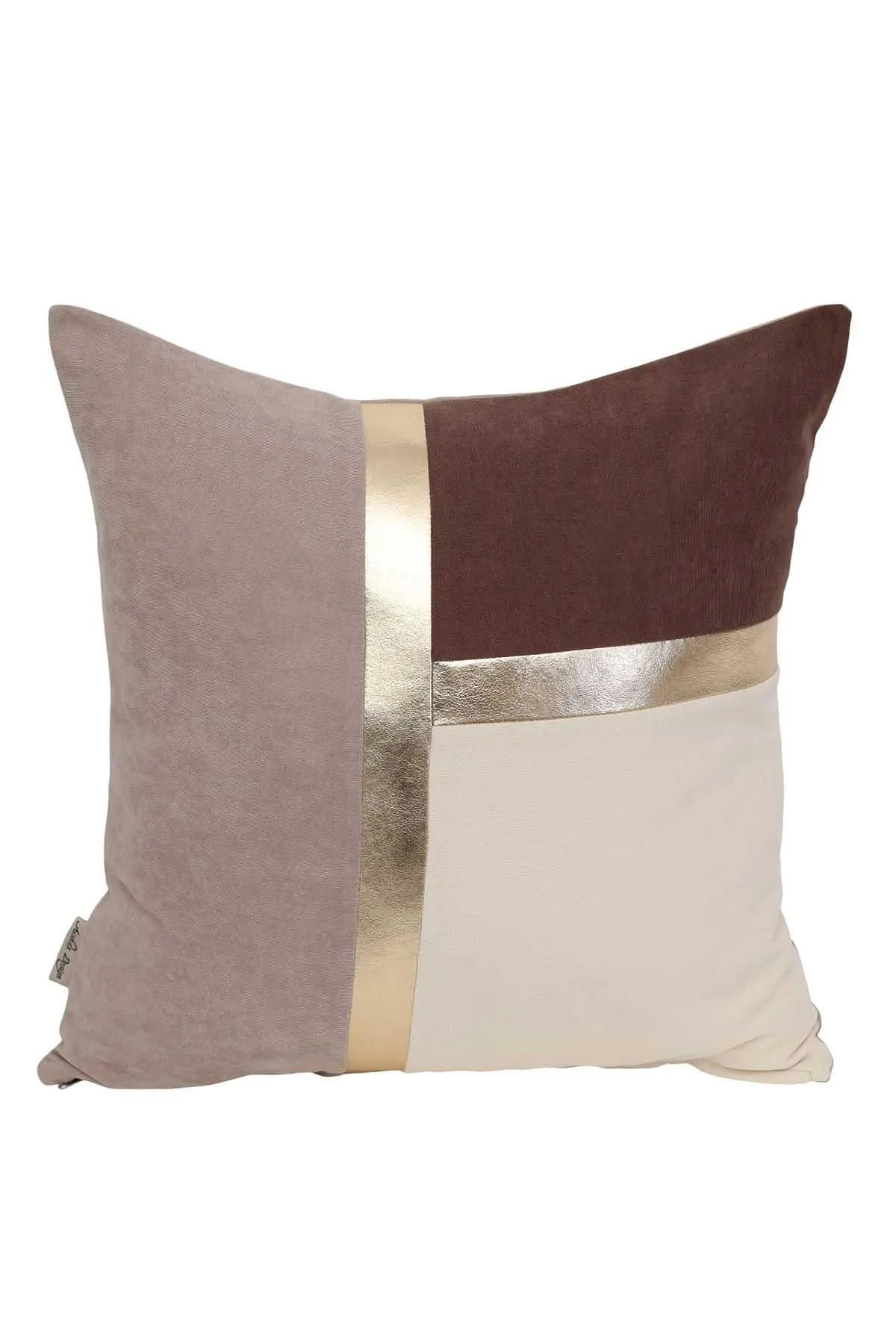 Decorative Pillow Covers Golden Faux Leather Striped Polyester Patchwork Cushion Covers (18 x 18 inch) Modern Velvet Look,K-133