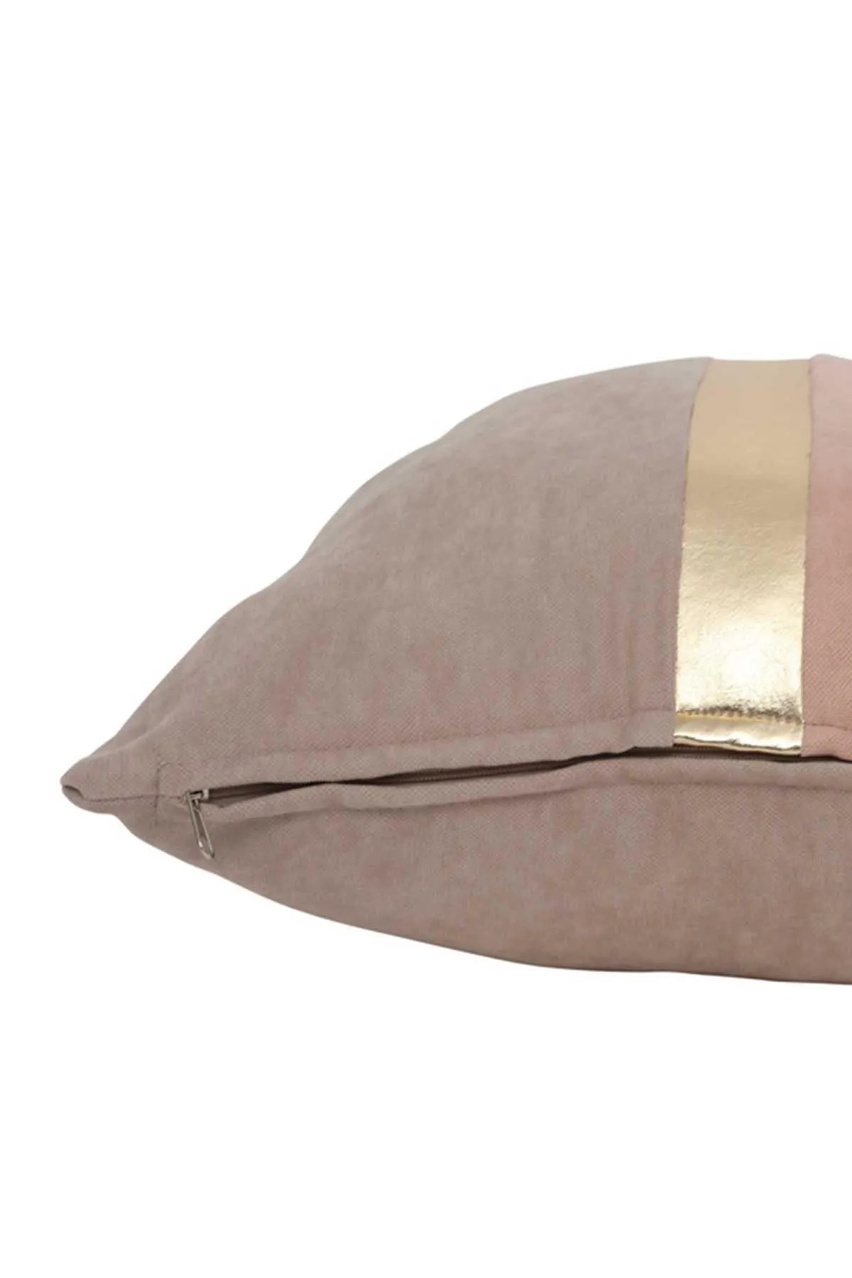 Decorative Pillow Covers Golden Faux Leather Striped Polyester Patchwork Cushion Covers (18 x 18 inch) Modern Velvet Look,K-133