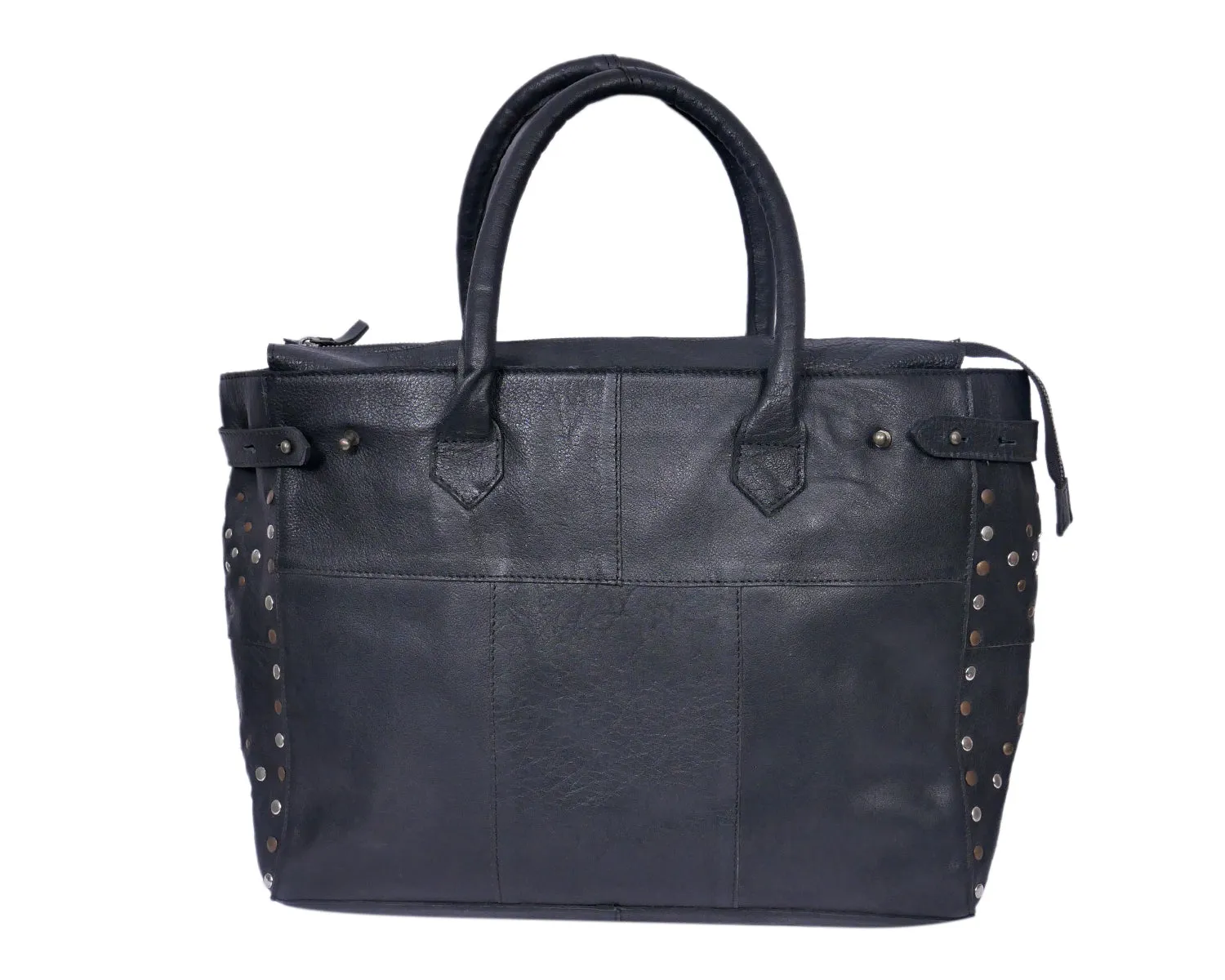 Elegance Redefined: Introducing the Black Leather Shoulder Bag with Ripits. Art: BG-1496
