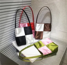Elegant Vintage Style Satin Colorblocking Women's Bag - With Featured Synthetic Fabric