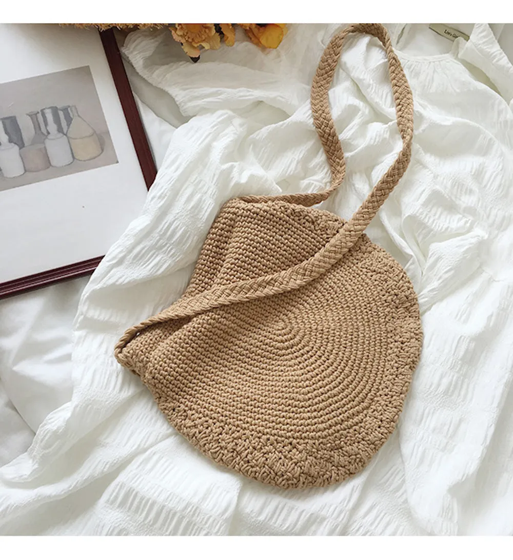 Elena Handbags Handmade Crochet Button Woven Crossbody Bag