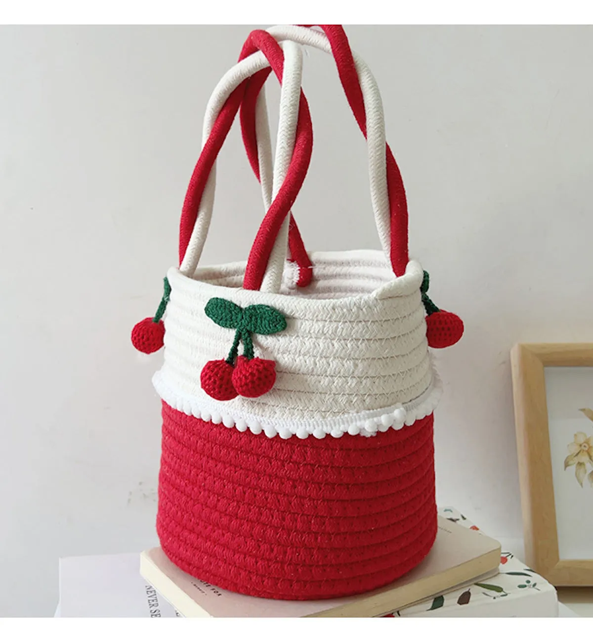 Elena Handbags Knit Cherry Basket Bag