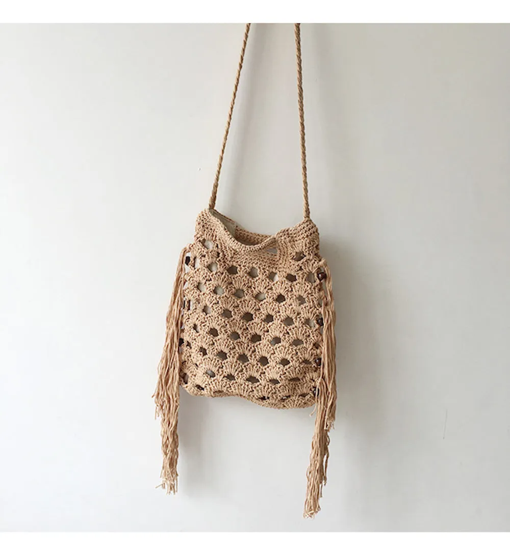 Elena Handbags Retro Cotton Crochet Shoulder Bag