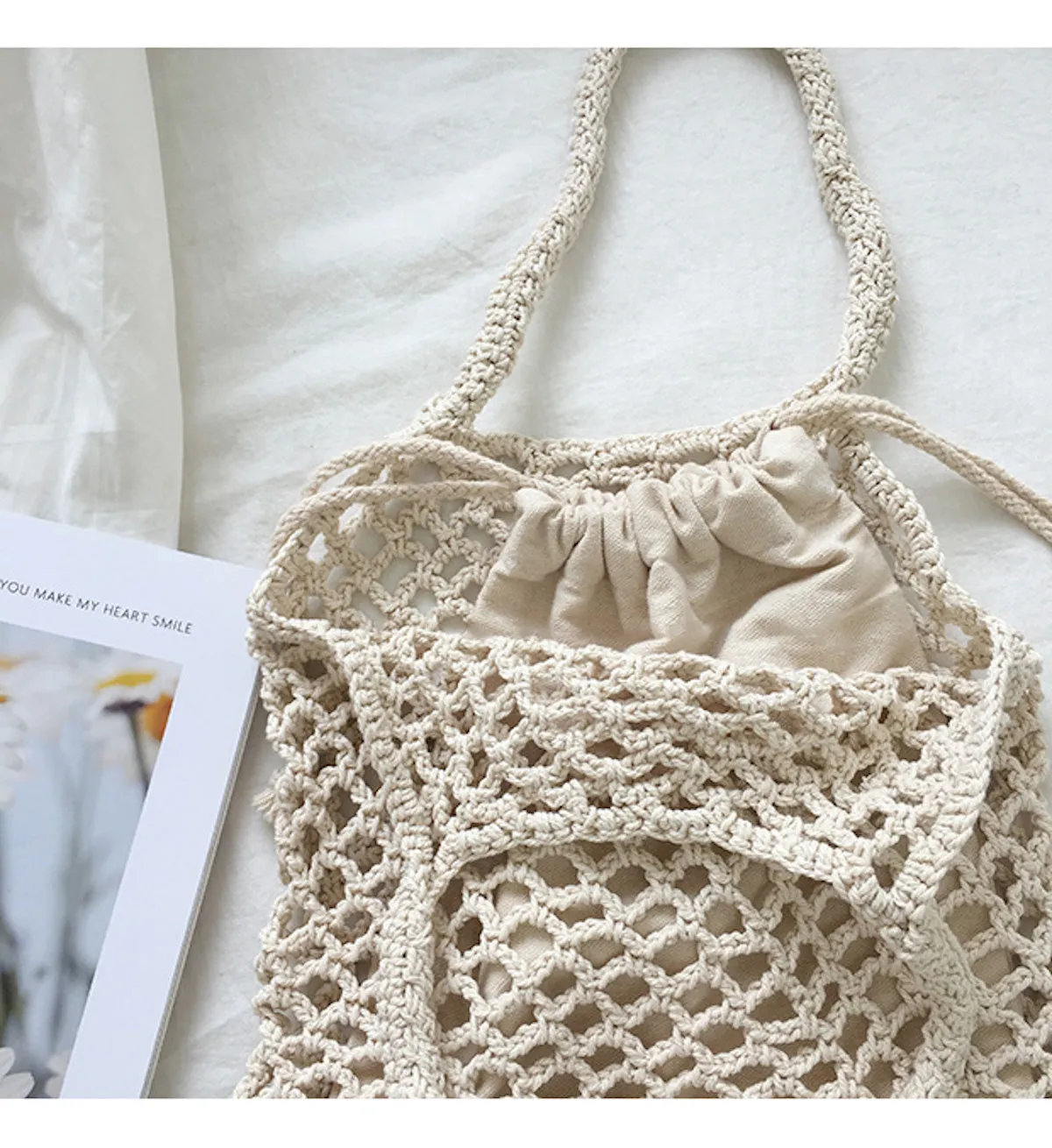Elena Handbags Retro Cotton Knitted Shoulder Bag