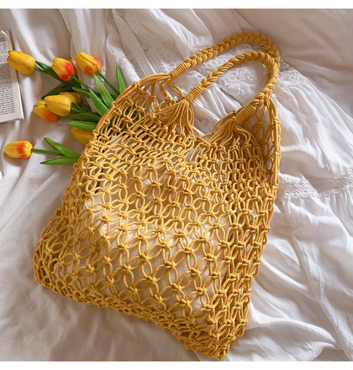 Elena Handbags Simple Fishnet Shoulder Bag