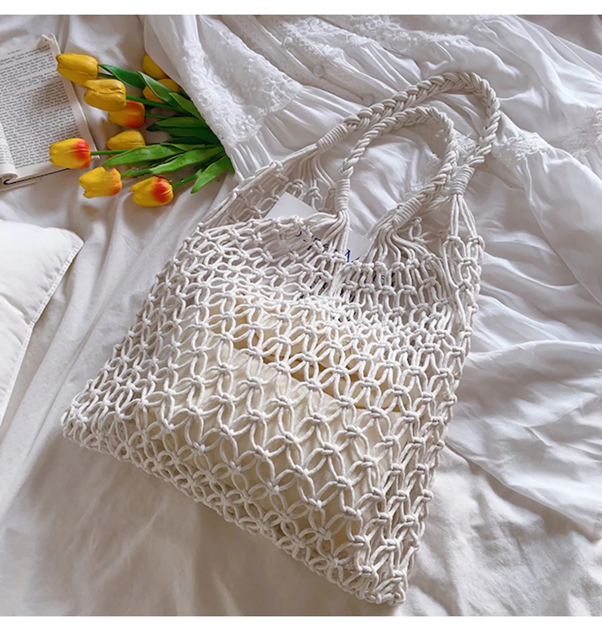 Elena Handbags Simple Fishnet Shoulder Bag