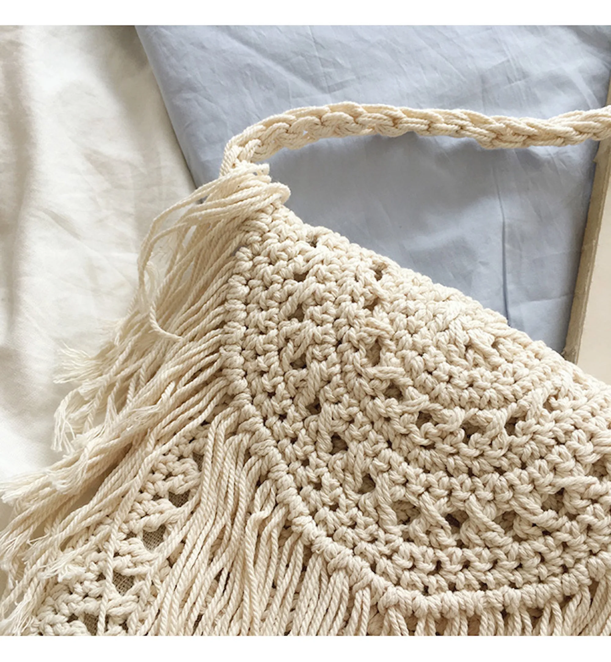 Elena Handbags Small Boho Beach Bag with Tassels