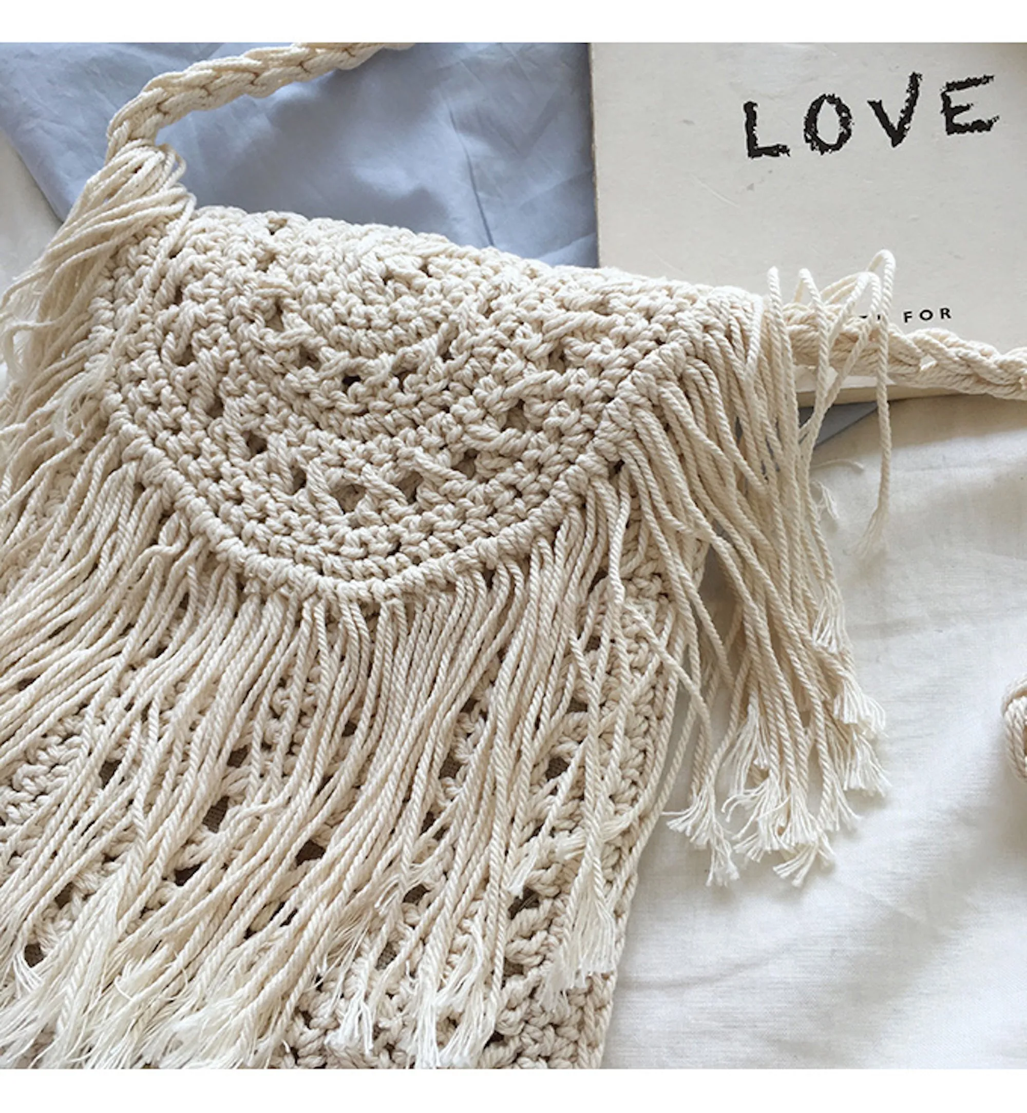 Elena Handbags Small Boho Beach Bag with Tassels