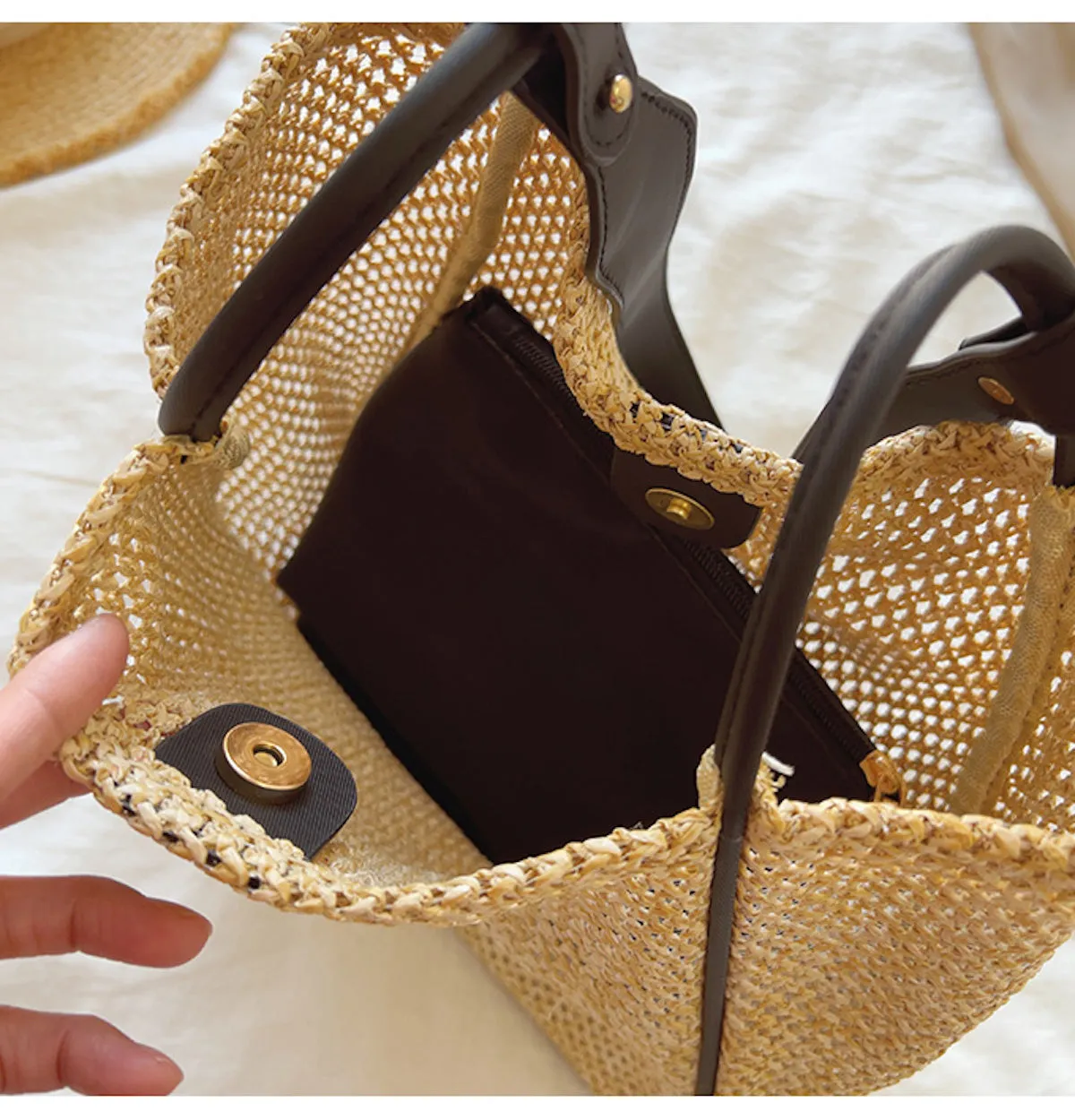 Elena Handbags Straw Woven Work Tote