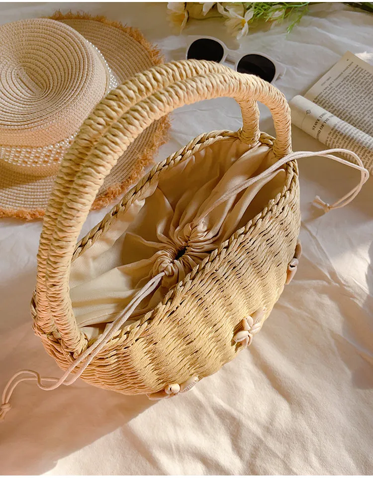 Elena Handbags Summer Straw Basket Bag