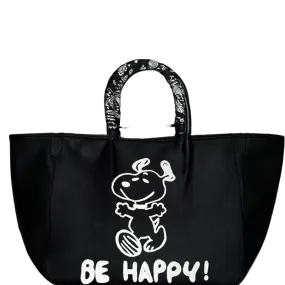 Everyday Vegan Tote - Be Happy Leather Hand Painted