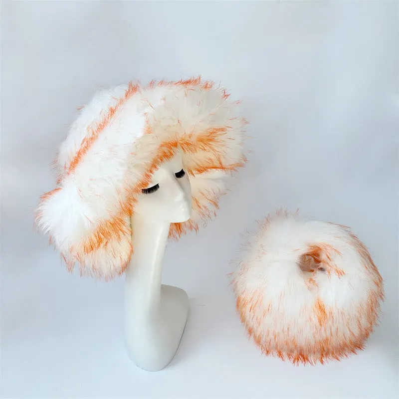 Faux Fur Soft Hat Bag Set For Women Winter Dating