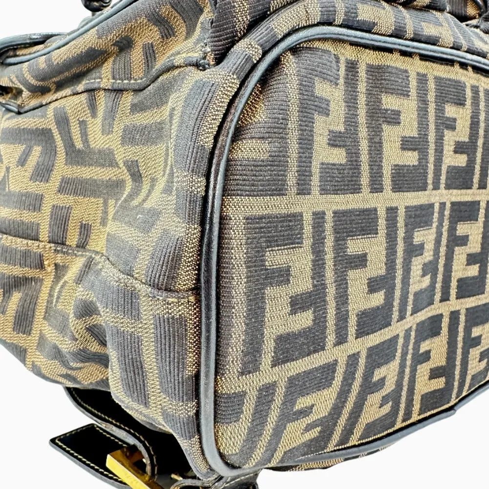 FENDI Backpack canvas canvas Khaki black Zucca Women Used