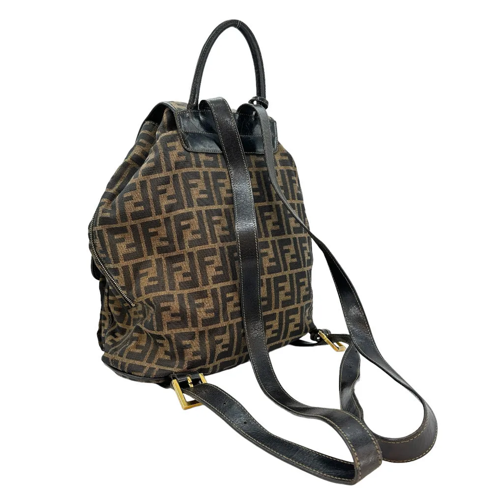 FENDI Backpack canvas canvas Khaki black Zucca Women Used