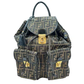 FENDI Backpack canvas canvas Khaki black Zucca Women Used