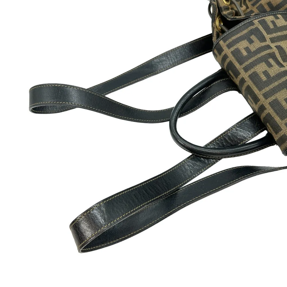 FENDI Backpack canvas canvas Khaki black Zucca Women Used