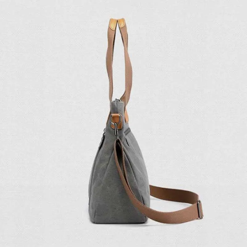 Floral Print Canvas Handbag for Women Top Handle Satchel Crossbody Bag