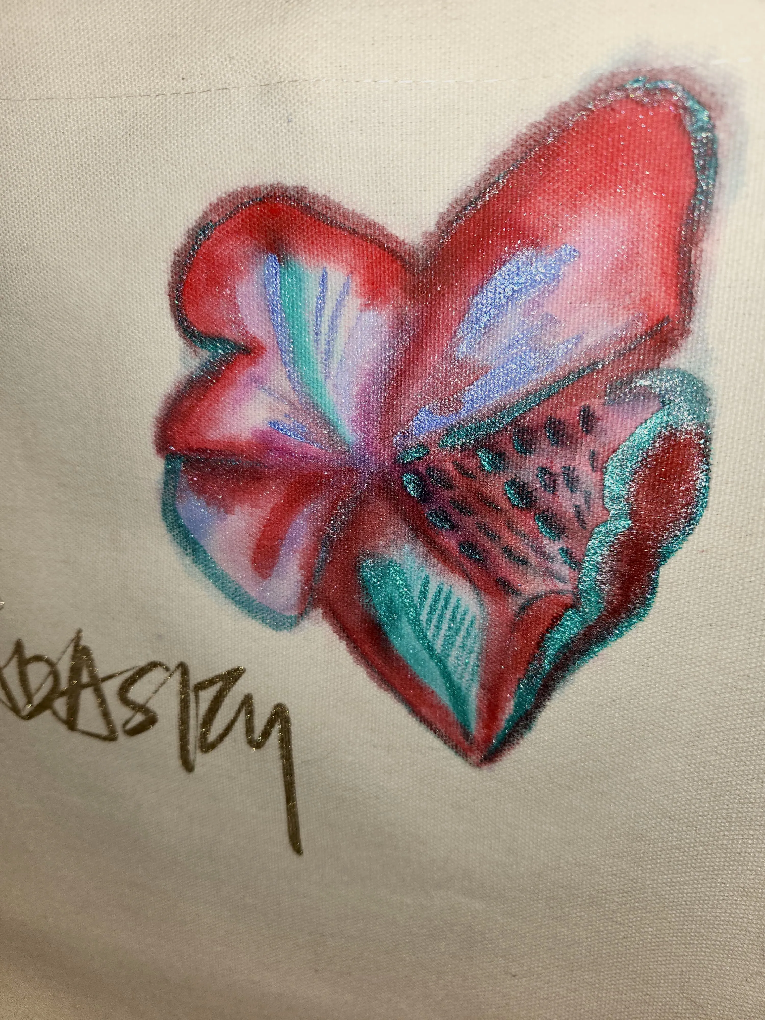 Hadasity Painted Canvas Bag - Blooming