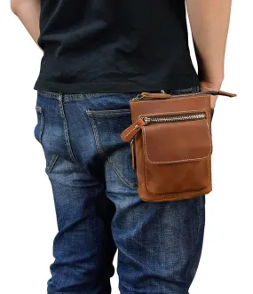 Handcrafted Men Full-grain leather bag, crossbody purse, waist belt bag, travel zipper pouch, Adjustable Leather Fanny Pack, Minimalist Bag