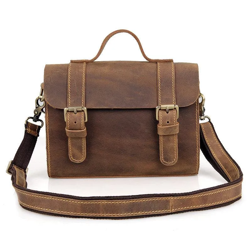 Handcrafted Vintage Style Brown Leather Shoulder Bag, Messenger Bag