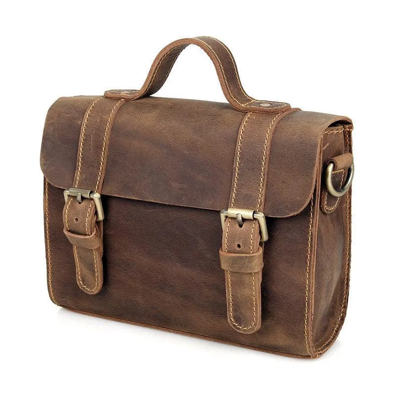 Handcrafted Vintage Style Brown Leather Shoulder Bag, Messenger Bag