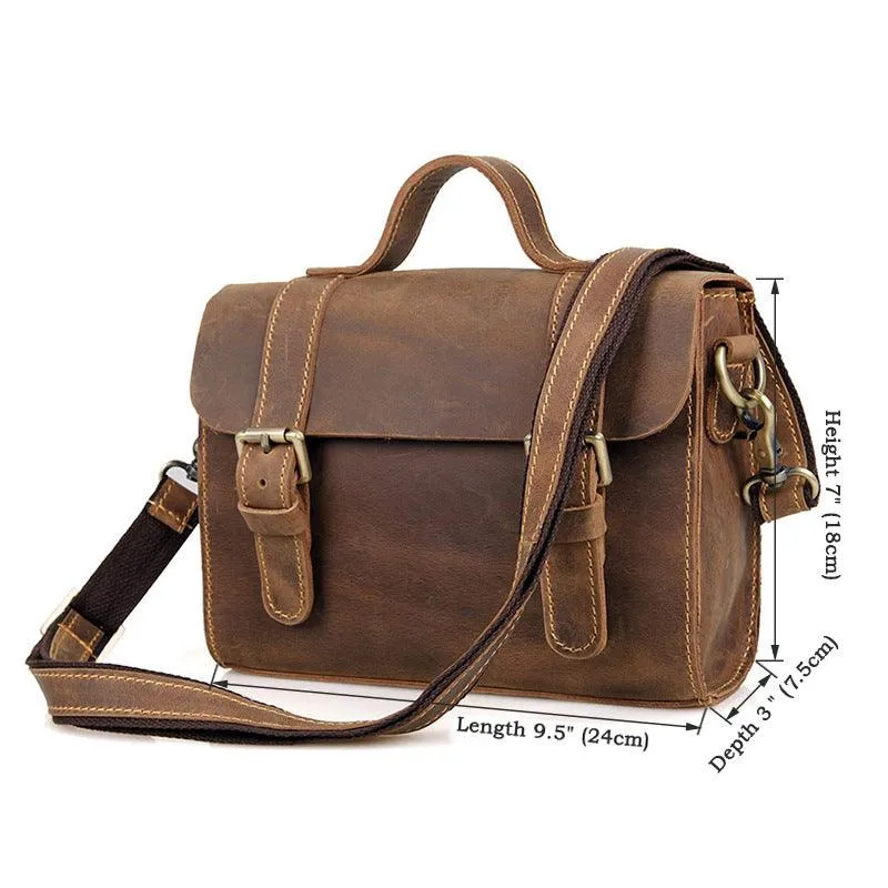 Handcrafted Vintage Style Brown Leather Shoulder Bag, Messenger Bag