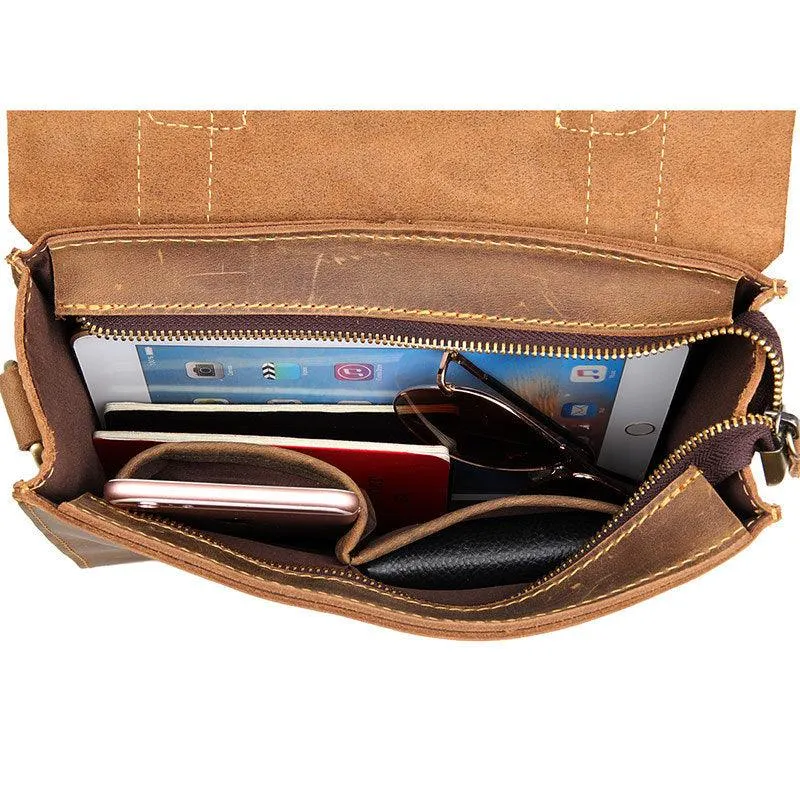 Handcrafted Vintage Style Brown Leather Shoulder Bag, Messenger Bag