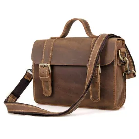 Handcrafted Vintage Style Brown Leather Shoulder Bag, Messenger Bag