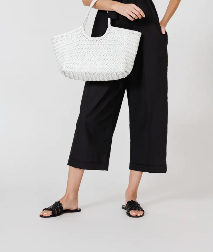 Handcrafted Woven Leather Tote Bag, Full Grain Leather Hand Woven Triple Jump Bamboo Style Ladies HOBO Bag, Summer Holiday Bag