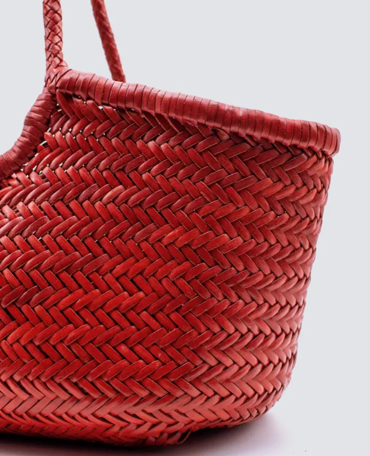 Handcrafted Woven Leather Tote Bag, Full Grain Leather Hand Woven Triple Jump Bamboo Style Ladies HOBO Bag, Summer Holiday Bag